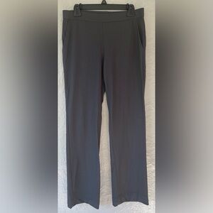 Eileen Fisher gray straight leg pull on pants, pockets, elastic waist; size S